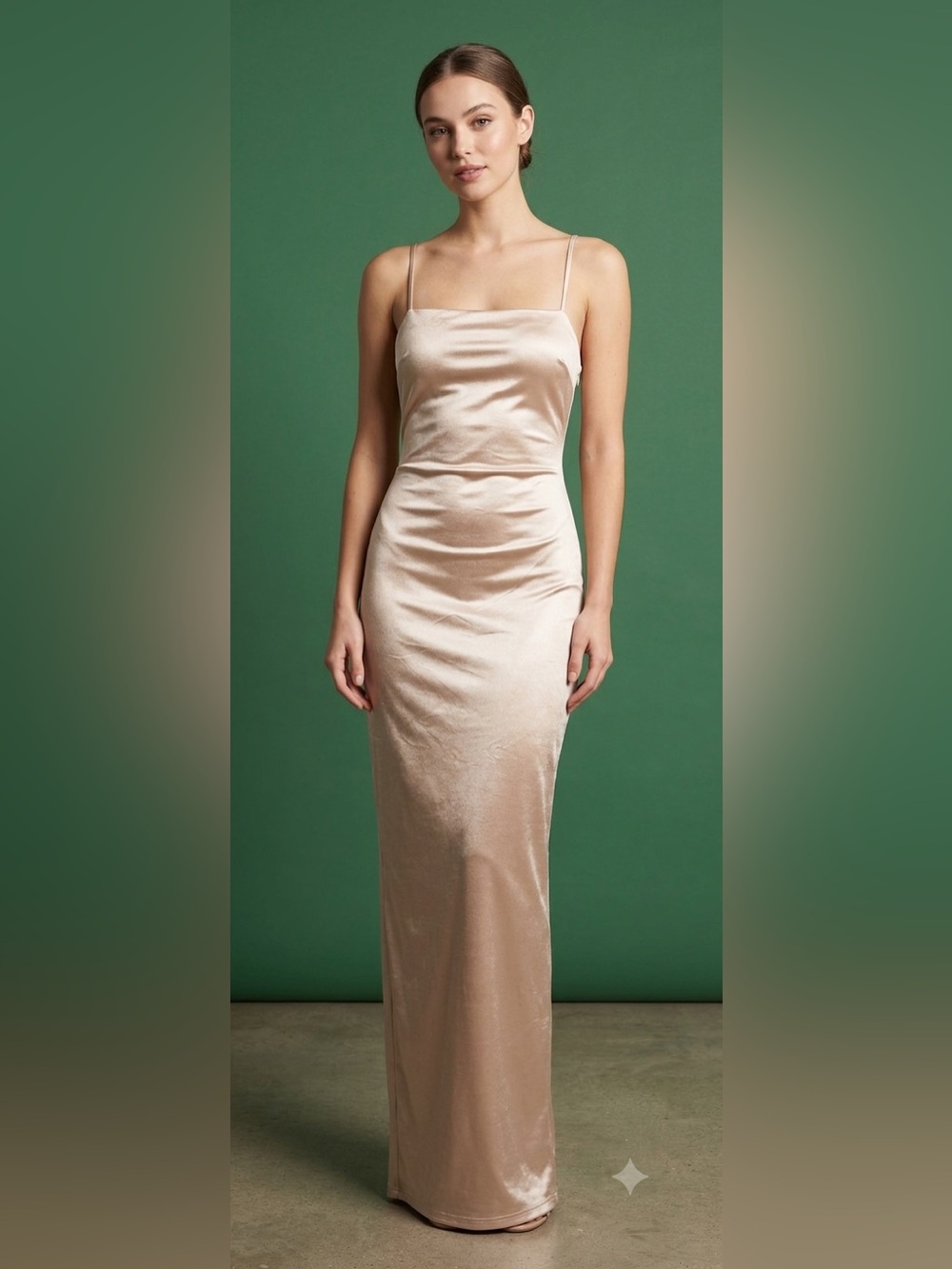 Champagne Bias Satin Strapless Slip Gown